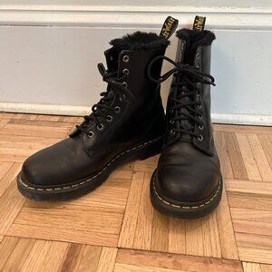 DR. MARTENS 1460 SERENA FAUX FUR LINED LACE UP BOOTS